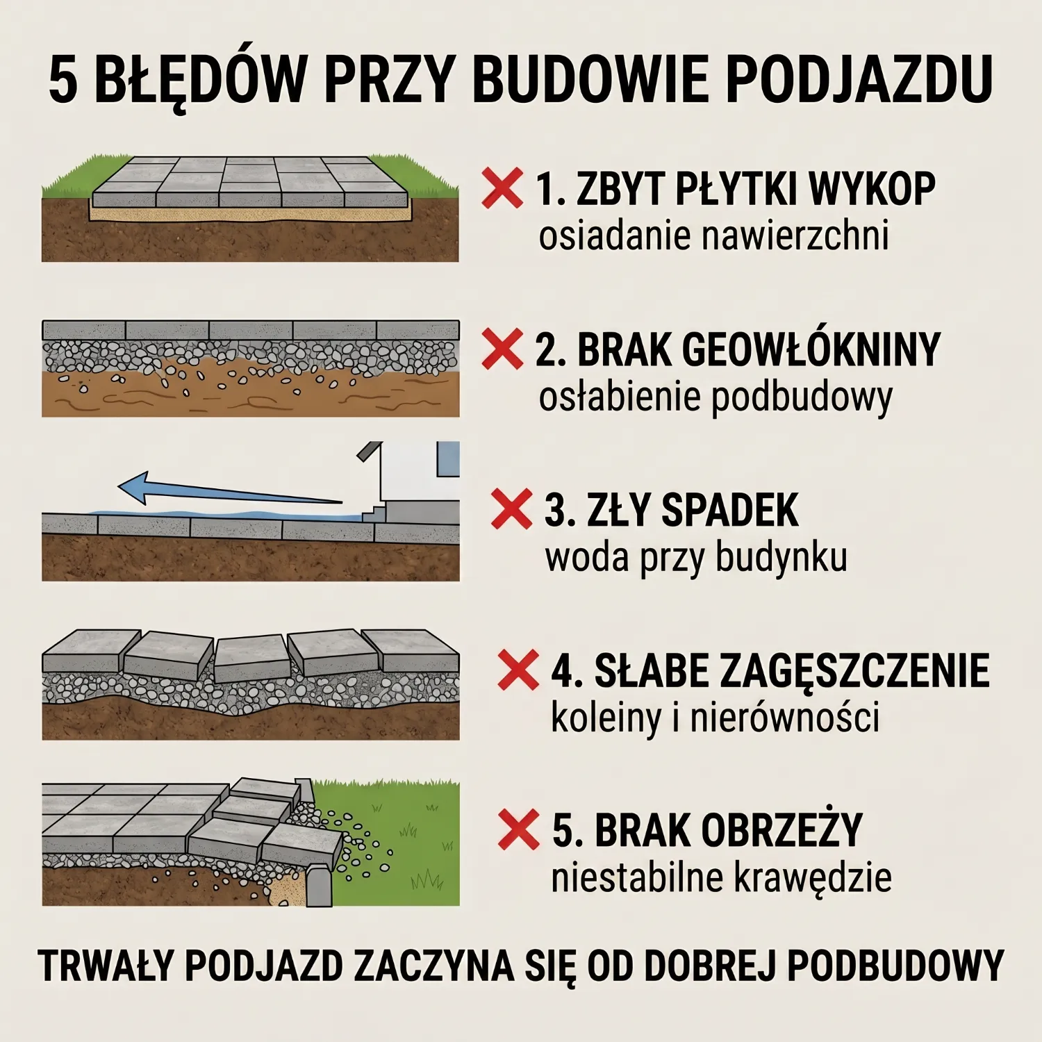 Wibrująca zagęszczarka płytowa pracująca na warstwie kruszywa pod podjazd